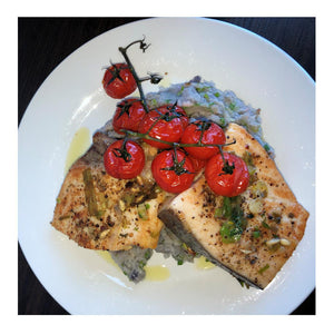 Swordfish with Purple mashed potatoes by Theologos Kantartzis