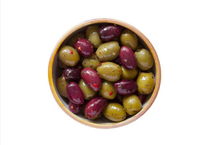 (Tricolour) Mixed Pitted Olives With Chilli & Garlic (Pouch 1Kg)