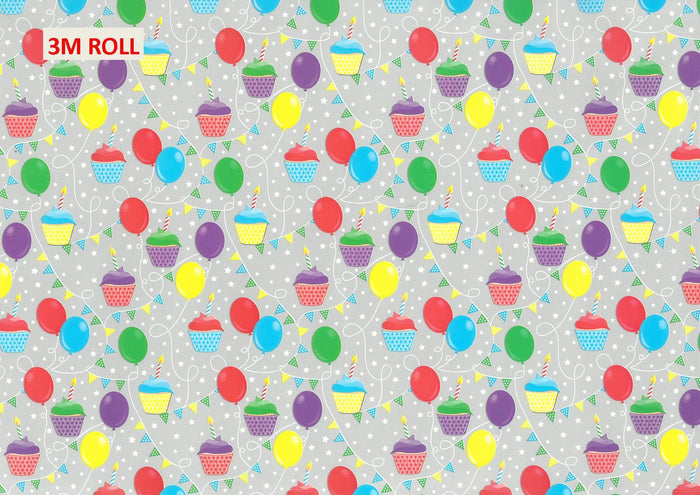 Gift Wrap Birthday - Baloons (3m Roll)