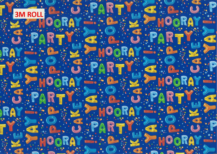 Gift Wrap Birthday - Hooray Party (3m Roll)